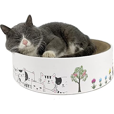 FGXY Cat Scratcher, Cardboard Cats Scratching Post, Cat Scratching Pad Corrugated Scratchers, Cat Toys Sunken Round Bowl Shape, Scratch Board Sleeping Nest Corrugated Paper 33*6cm Cover