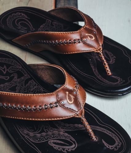 Sandalias de playa de cuero para hombre OLUKAI Mea Ola, calzado suave y cómodo para el verano 7