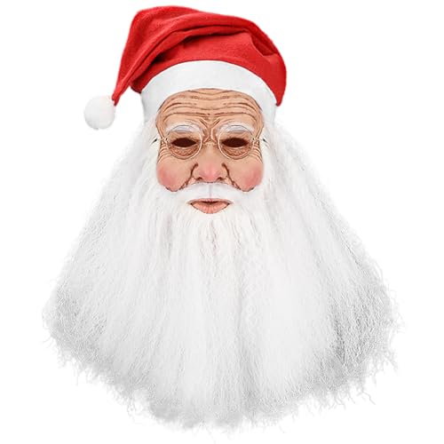 Masque de Père Noël réaliste en latex avec bonnet pour déguisement adulte