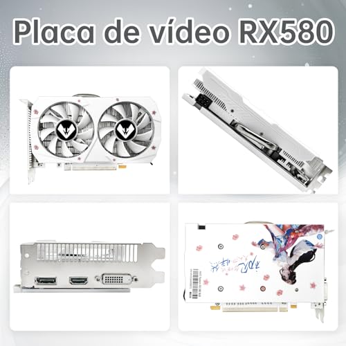 MOUGOL Placa de Vídeo AMD Radeon RX580 8GB 2048SP GDDR5 256 bits, placa de vídeo para jogos de PC co