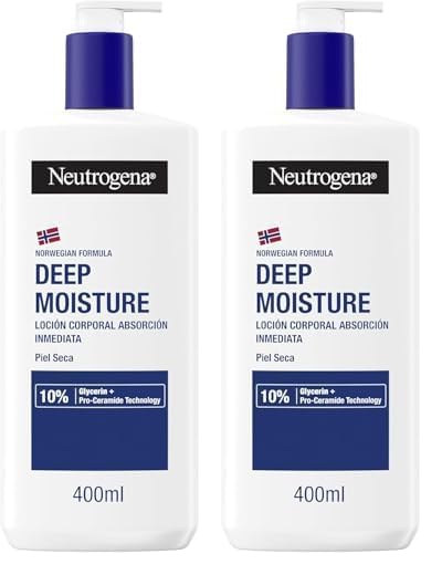 Neutrogena Loción Corporal Hidratación Profunda Fórmula Noruega para piel seca (400 ml), crema hidratante corporal con tecnología Pro-Ceramida y Glicerina (Paquete de 2)