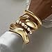 MOZAKA 4PCS Chunky Gold Bangle Bracelets for Women Trendy Wide Wrist Cuff Bracelets Stack Statement Bangle Fashion Jewelry Gift