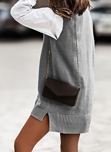 Image of EVALESS Oversized Sweater Vest for Women V Neck Sleeveless Solid Color Loose Pullover Sweater