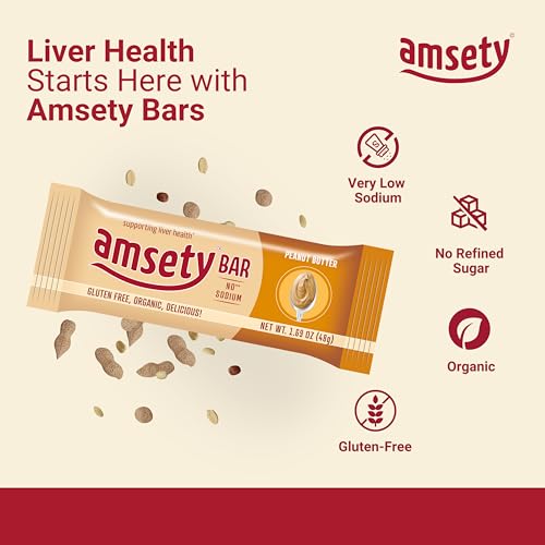 Amsety Nutrition Bar, Supports Liver Health, Includes Super 16 Vitamins, Low Sodium, Organic, Gluten-Free, 1.69oz (Value Pack (12 Bars), Peanut Butter) - Image 4