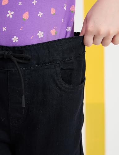 Image of Amazon Brand - Symbol Girls Cotton Rich Stretchable Jogger Jeans | Elasticated Waistband and Cuff | Casual Denim | Age 2-14 Years