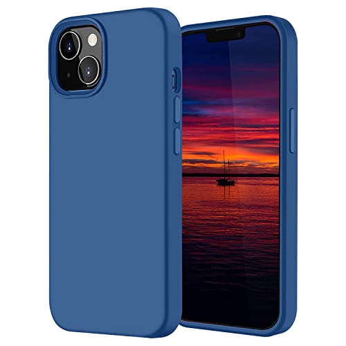 Image of LIRAMARK Liquid Silicone Soft Back Cover Case for Apple iPhone 13 Mini (5.4 Inch) (Oriental Blue)