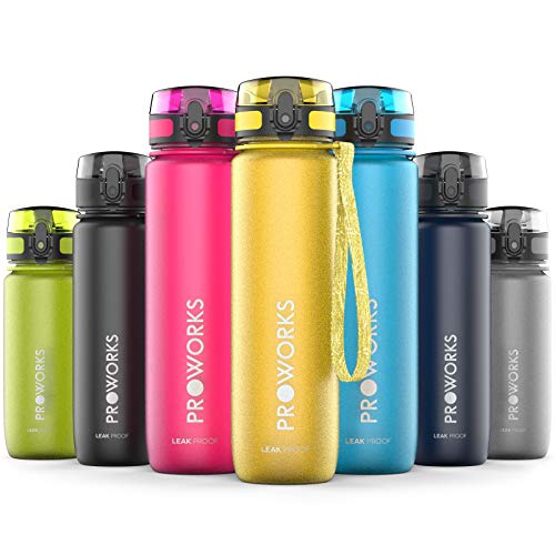 Proworks Bouteille d'eau étanche | Flacon de sport à débit rapide Idéal pour la course à pied, le cyclisme, la randonnée et plus | Bouteille en plastique Tritan sans BPA u0096 1 litre u0096 Jaune tournesol