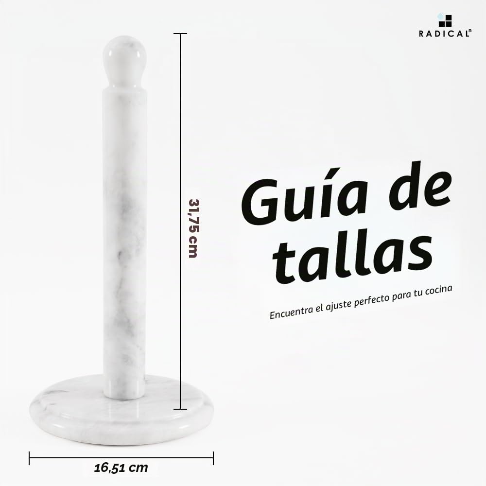 Radicaln Portarrollos de Cocina de mármol Blanco para encimera: Soporte de 12,5 Pulgadas para baño y Cocina, Pieza Artesanal encimera.