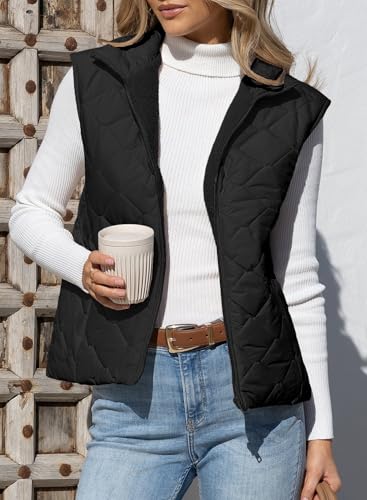 EVALESS Puffer Vest Women Fall Winter Coats 2025 Lightweight Stand Collar Vest Trendy Sleeveless Zip Up Quilted Jackets4