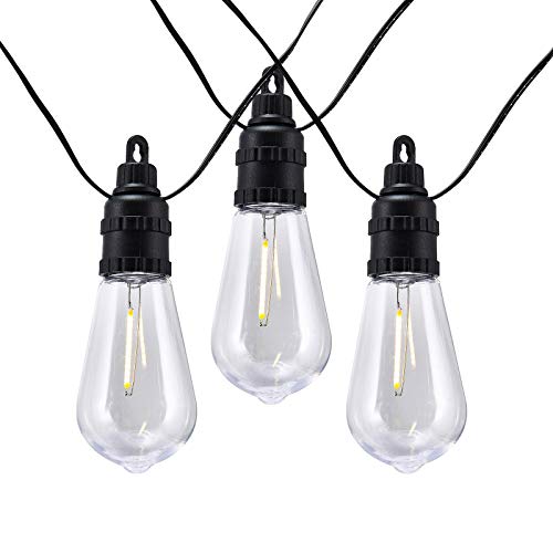 ZHONGXIN Outdoor Patio LED String Lights Waterproof, 25.5ft with 20 Vintage Edison Plastic Bulbs, Low Voltage Decorative Lights for Garden, Balcony, Pergola, Deck, Cafe, Party, Wedding-UL Listed â€¦
