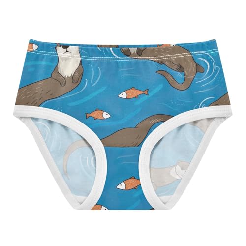 Cotton Toddler Underwear Custom Cute Otters Fish Blue Cute Panties Girl Colorful Underpants Briefs 2t