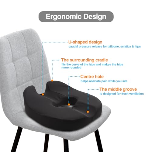 BONGFUN Donut Pillow Seat Cushion for Tailbone Pain, Prostate, Sciatica, Pelvic Floor, Pressure Sores, Pregnancy, Perineal Surgery, Postpartum Recovery Pain Pressure Relief Memory Foam Chair Pad — view 2