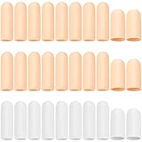 30 Pieces Gel Finger Protector Finger Cots Silicone Finger Cover Cap Gel Finger Sleeves Finger Support for Finger Cracking, Finger Trigger (White, Apricot)
