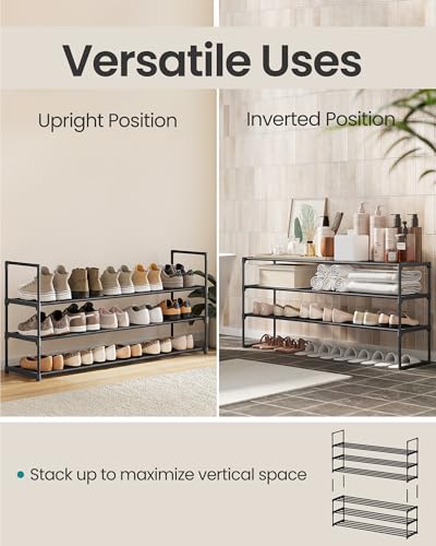 SONGMICS Shoe Rack, 3-Tier Shoe Organizer, Metal Storage Shelf, Upright or Upside Down, for 20-24 Pairs, Stackable, for Entryway, 11.8 x 46.1 x 21.7 Inches, Black ULSA033B01 - Image 6