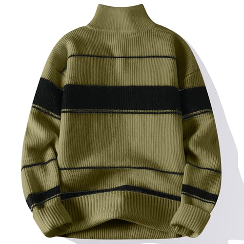 Men's Colorblock Casual Knitted Warm Sweater Button Turtleneck Sweater Long Sleeve Streetwear Y2K Knitwear Pullover4