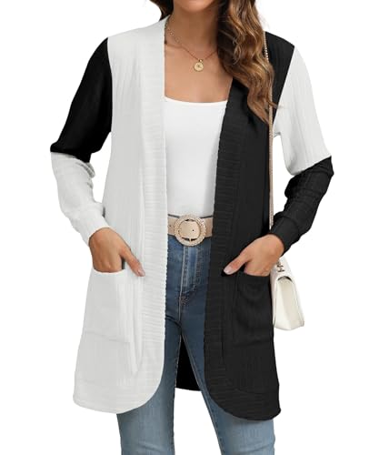 Image of YSYOKOW Cardigan Sweaters for Women Long Sleeve Open Front with Pockets | Long Cardigans for Women Lightweight Soft Casual Dressy Loose Fit Cardigan Sweater with Pockets for Work and Office