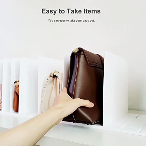 Phojewi Purse Organizer For Closet, Shelf Dividers For Closet Organization Adjustable White Plastic Handbag Organizers For Closets Purse Storage Organizer #TOP3