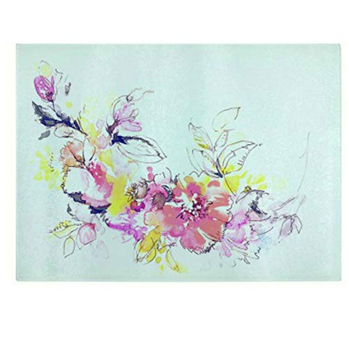 Custom Glass Cutting Board, Tempered Glass, Personalized with your choice of names, fonts and colors, all on a beautiful floral background