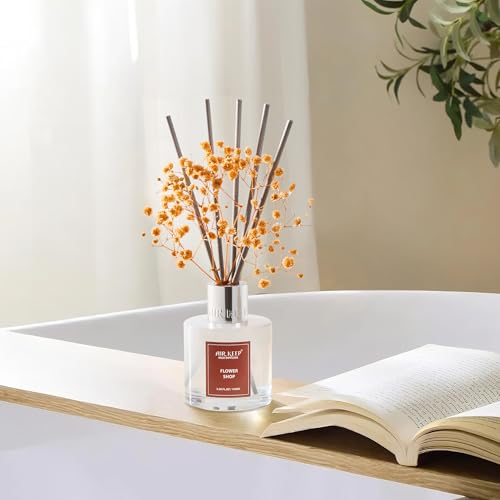 Image of Airkeep Reed Diffuser Set,3.38 fl oz (100 ml) - Flower Shop Oil Diffusers with 8 Reed Sticks, Home Fragrance Reed Diffuser for Bathroom Shelf Decor