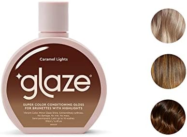 Glaze Super Color Conditioning Gloss, Caramel Lights 6.4flo.oz (2-3 Hair Treatments) Award Winning Hair Gloss Treatment & Semi Permanent Hair Dye. No Mix Hair Mask Colorant with Results in 10 Minutes