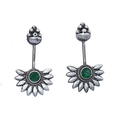 German Silver Oxidised Designer Green Stone Earrings Traditional Jhumka Earrings by Beadman for Girls and Women (B09F329HSW) Amazon Price History, Amazon Price Tracker
