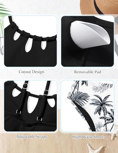 Image of BAVADER Girls Swimsuit Cutout Bathing Suit Cute Two Piece Swimsuits for Teen Girls Modest Swimwear High Waisted Tankini 9-18y