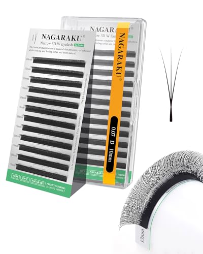 NAGARAKU Narrow 3D Clover W Eyelash Extension Premade Fans 0.07D 10mm Black