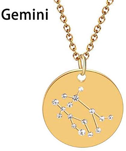 Preisvergleich Produktbild CKAWM Halskette Zwillinge Waage Astrologie Sternzeichen Halskette Frauen 12 Sternbild Stern Aussage Schmuck Horoskop Zeichen Halskette