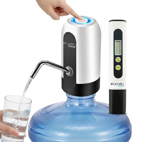 Image of KONVIO NEER Wireless Water Dispenser Pump with TDS Meter for 20L | Rechargeable wireless water dispenser pump with Type-C charging and TDS meter for convenient dispensing and water testing