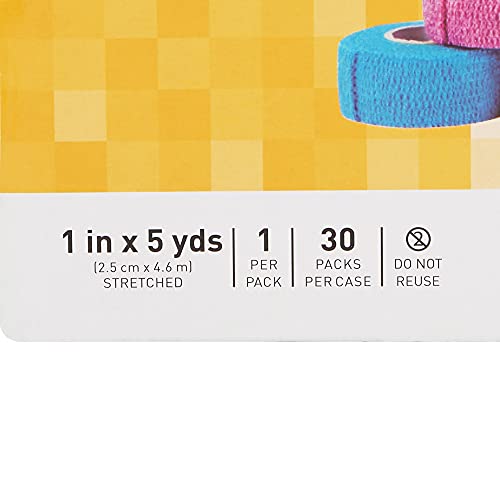 Mckesson Cohesive Bandages, Non-Sterile, Latex-Free, Multi-Color, 1 In X 5 Yd, 1 Count, 30 Packs, 30 Total #TOP2