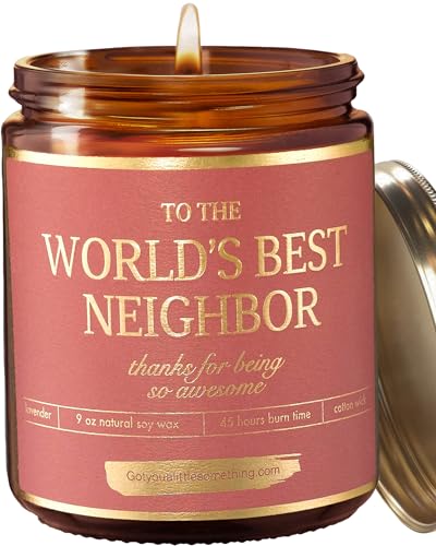 Worlds Best Neighbor Candle | Neighbors Appreciation Gift for Mothers Day, House Warming, New Home,...