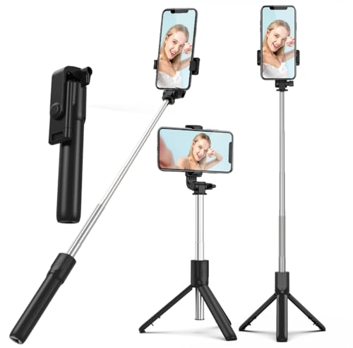 XIHAMA Perche à Selfie avec trépied, trépied de téléphone Portable et télécommande sans Fil, Support de téléphone Portable Compatible avec iPhone, Samsung, Xiaomi et Smartphones Android (Noir)