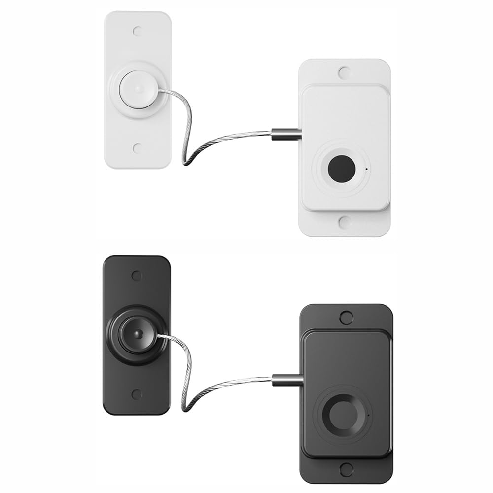 2PCS Fingerprint Fridge Lock, Safety Fingerprint Cabinet Security Locking, Type C Charging Window Lock Smart Biometric Access for Home Security Protection (BK+WT)