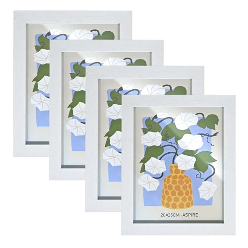 SHANN Set de 4 Marcos de Fotos 20 x 25 cm, Marco de Madera con Cristal, para Título Universitario, Poster, Fotografias Boda, Comunión, Diplomas