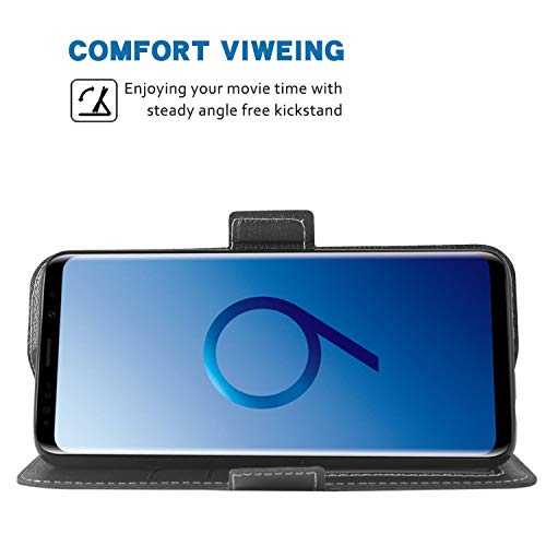 Phone Case For Samsung Galaxy S9 Plus Folio Flip Wallet Case,Pu Leather Credit Card Holder Slots Full Body Protection Kickstand Protective Phone Cover For Glaxay S9+ 9S 9+ S 9 9Plus S9Plus Men Black #TOP4