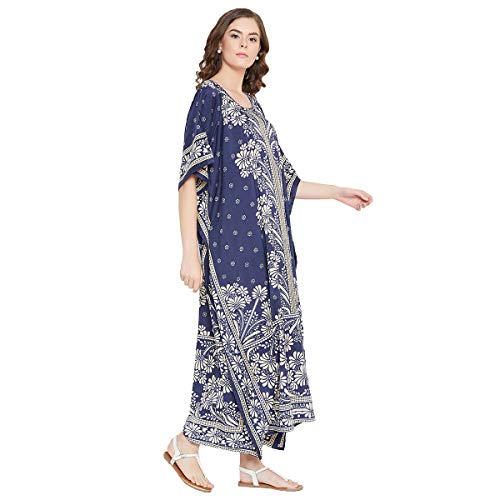 Image of Oussum Women Polyester Casual Long Plus Size Beach Caftan Cover Up Maxi Dress 1X-3X Summer Kaftan Dresses for Women