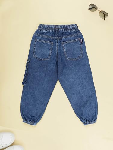 Image of KiddoPanti Boys Denim Cargo Jogger Jeans with Elastic Waist & Utility Pockets