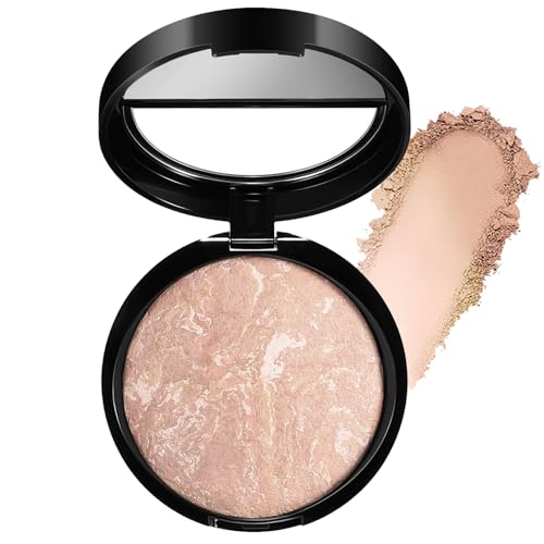 Colour Correcting Powder Foundation, Long-lasting 24H Wear, Shimmer Brick Pressed Bronzer, Medium to Full Coverage, Transfer, Water & Sweat Resistant, New Formula (#03 Light Beige)