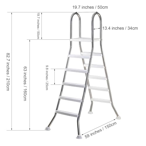Escalera de piscina doble cara 5 pasos acero inoxidable miniatura 6