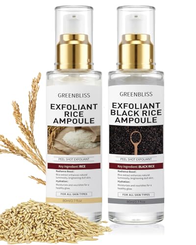 Exfoliante de cáscara, exfoliante facial, suero exfoliante de arroz blanco y negro, limpieza de poros profundos, AHA+BHA, niacinamida, hidratación y exfoliación para todo tipo de piel