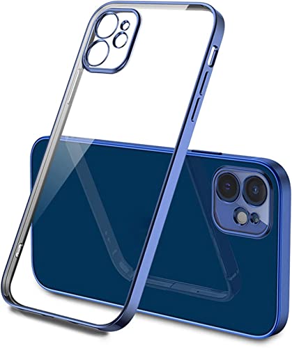 Coque transparente iPhone 12 bleu silicone souple antichoc