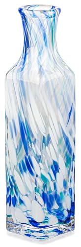 MOLIMAO Blue and White Swirl Art Glass Vase, Ideal for