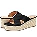 Imagen de PIZZ ANNU Sandalias Mujer Verano Plataforma Cuña Esparto Zapatos de Tacón Chanclas Alpargatas Clásicos de Punta Redonda Negro EU 42