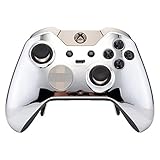eXtremeRate Chrome Silver Replacement Faceplate Front Housing Shell with Thumbstick Accent Rings for Xbox One Elite Remote Controller Model 1698 - Controller NOT Included