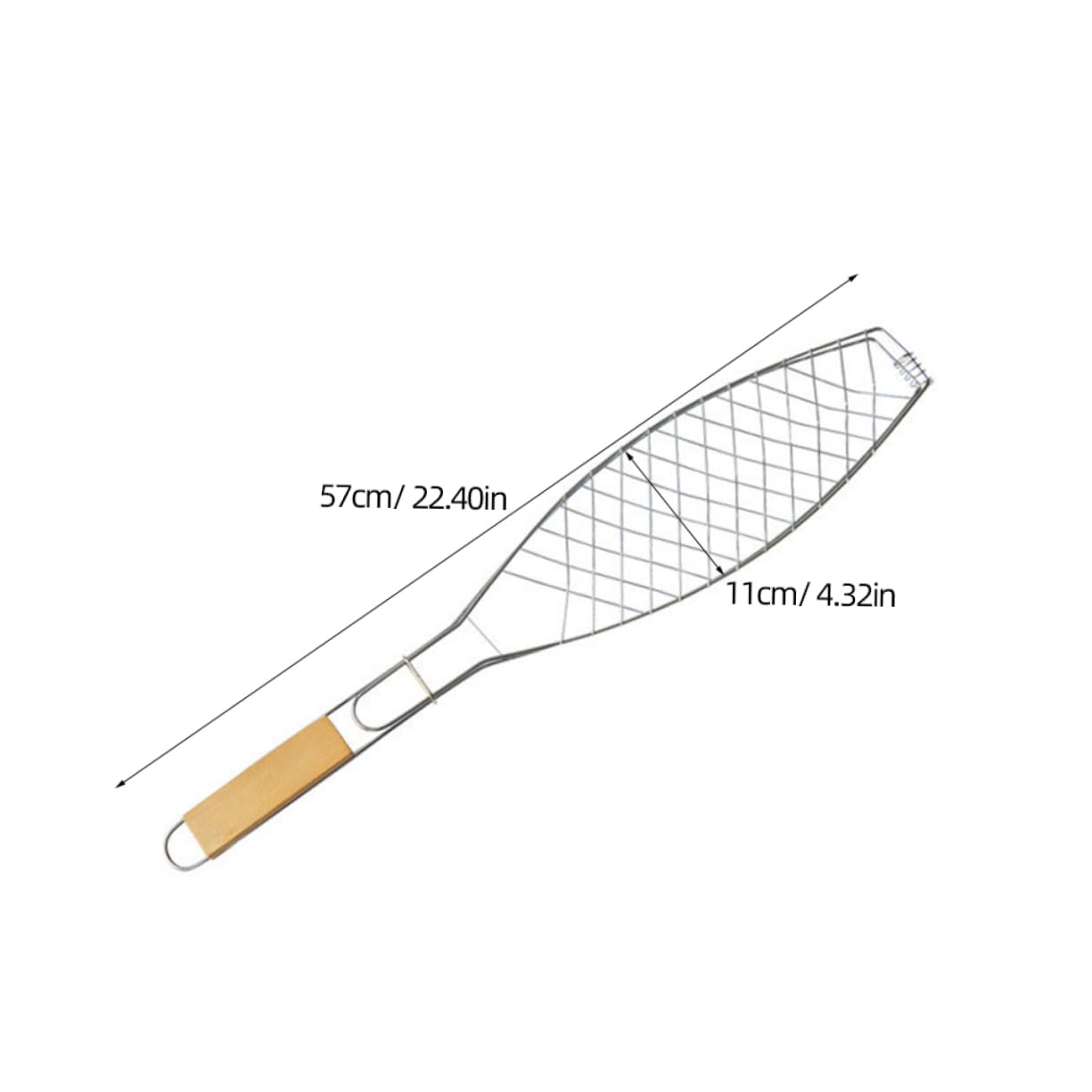 HANABASS Wooden Handle Bbq Fish Basket Reusable Grill Cooking Accessory for Outdoor Picnics and Barbecues Dishwasher Safe Comfortable Design for Thick Foods and Easy Cleaning