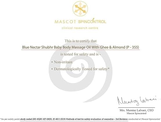 Blue Nectar Ayurvedic Baby Oil with Organic Ghee, 100% Natural Baby Massage Oil With Coconut Oil & Olive Oil | Dermatologically Tested (200ml) 6