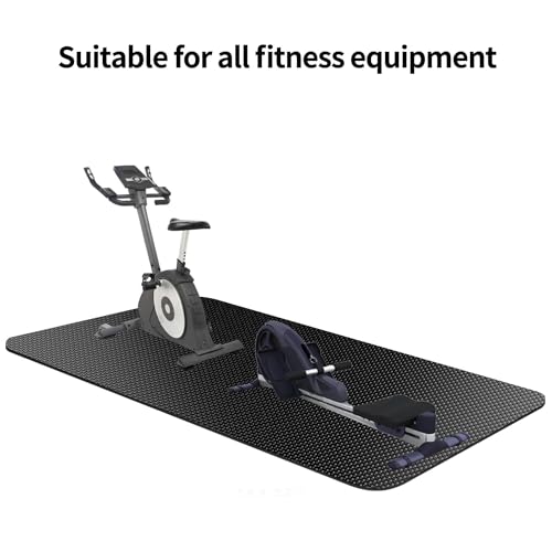 Treadmill Mat,Bike Mat Compatible with Peloton Bike Elliptical Treadmill,Folding Pad Exercise Equipment Under Exercise Trainer Pad for Stationary Indoor Spin