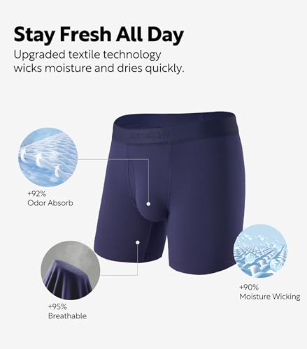 Image of DAVID ARCHY Mens Underwear Breathable Silky Soft Modal Boxer Briefs for Men Pack 4, Wide Waistband No Ride Up