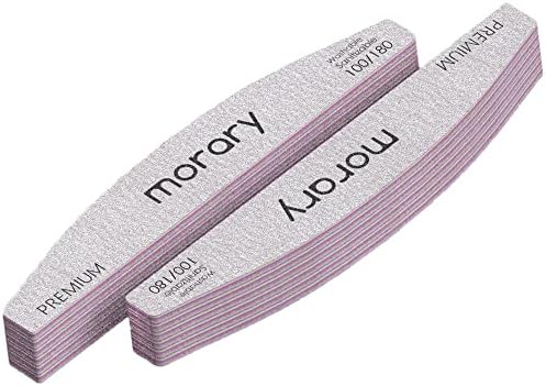 Morary Nail File 100/180 Grit Nail Files for Natural Nails Acrylic Nails Double Sided Emery Board Fingernail Files Limas para Acrilico 12 Pack