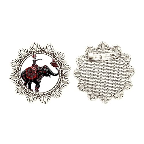 Broche de plata con diseño de flores Elephant Performance accesorio de alta joyería mediana